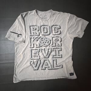 Rock Revival T Shirt Mens 3XL Gray Made in USA Big Graphic Western Casual Tee